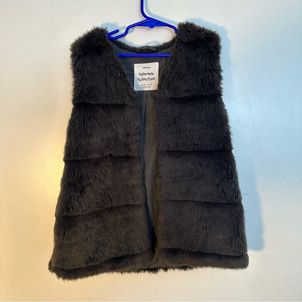 Zara‎ Kids Faux Fur Vest - Dark Gray